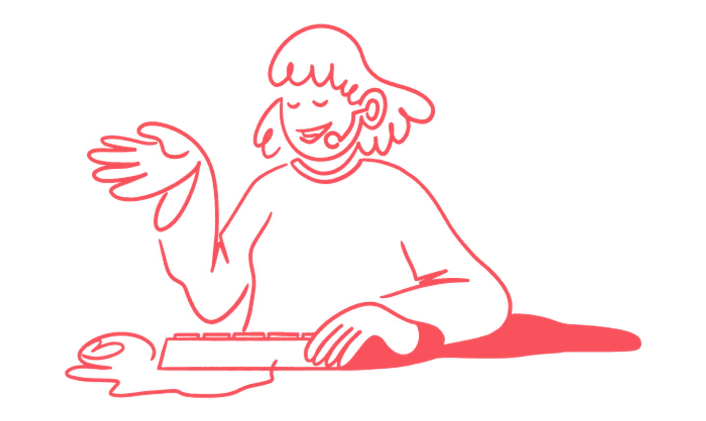 Illustration av en kundtjänstagent som pratar i telefon
