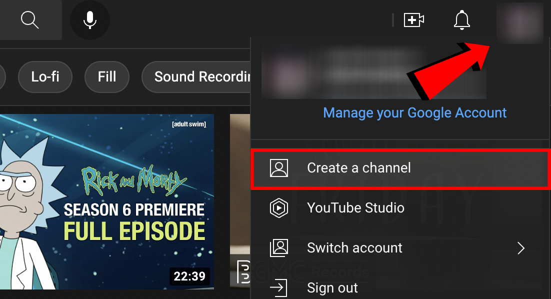 YouTube homepage with sign-in button to start creating your channel