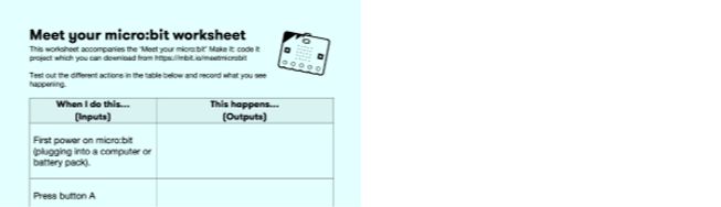 Meet your micro:bit worksheet