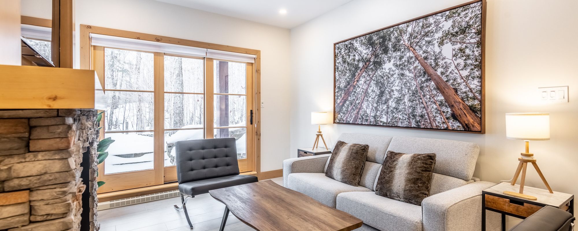 Bright living space in a Mont-Tremblant vacation rental