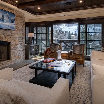 Living room with a view in a Vail vacation rental.