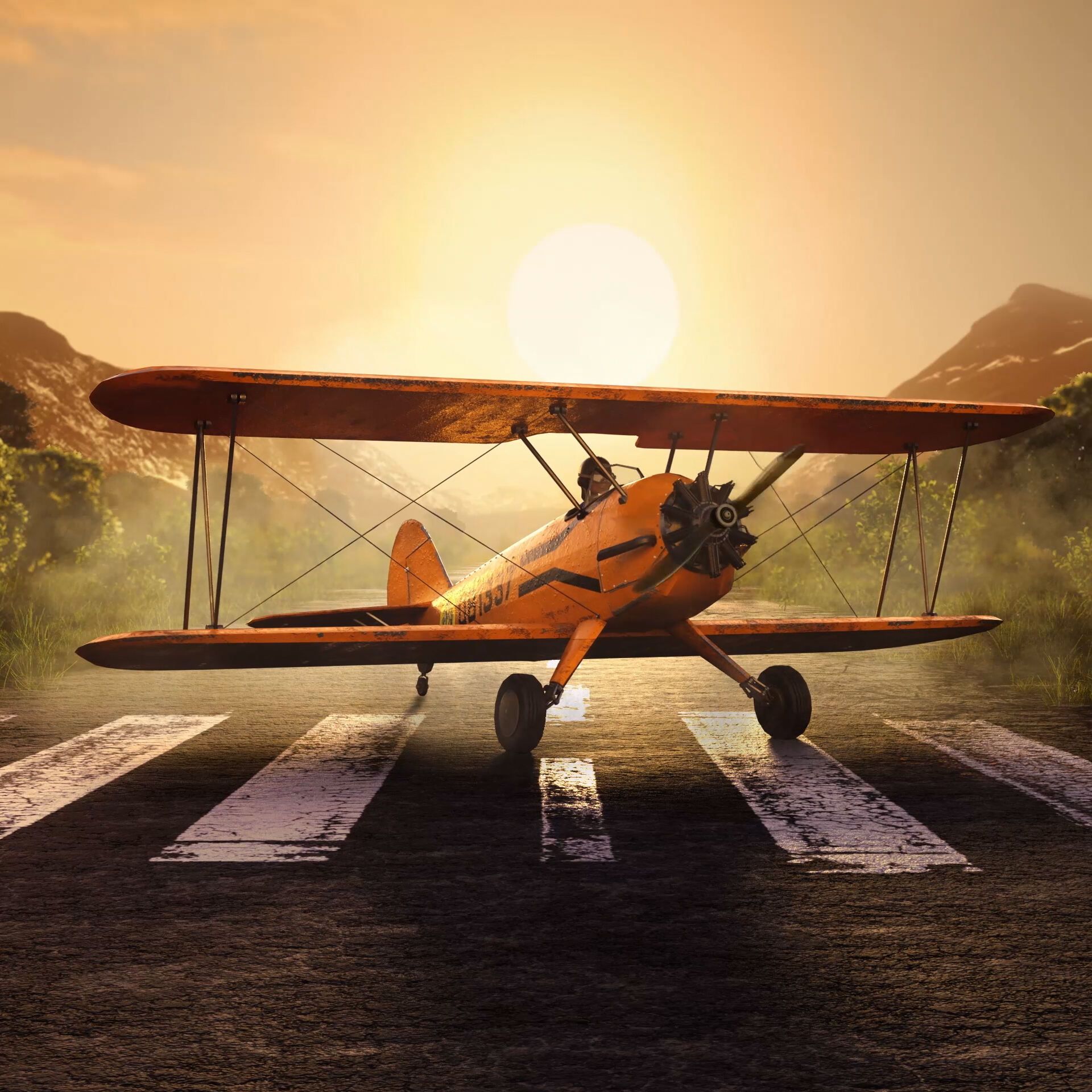 Grandma landing a plane on an airstrip
