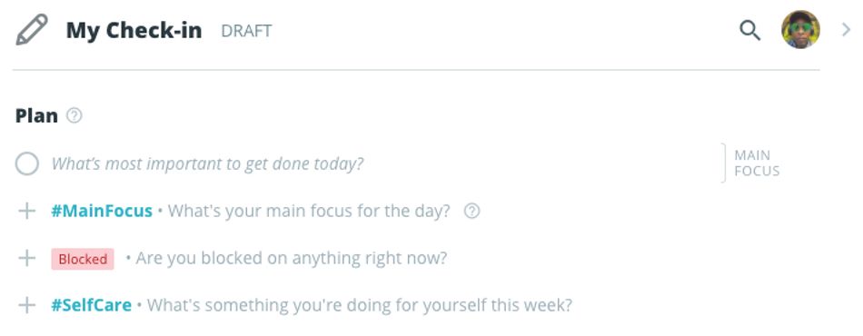 Examples of Check-in Prompts
