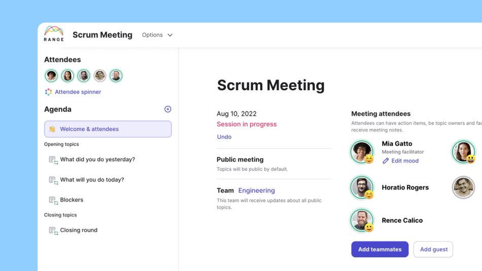 scrum meeting template Range