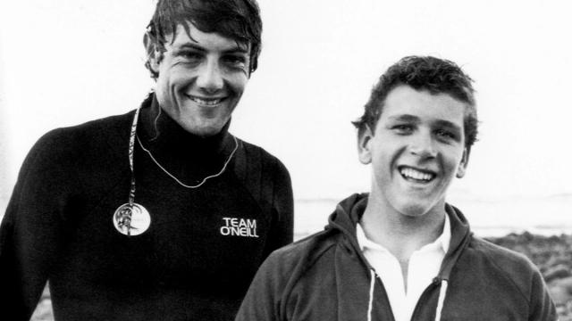 Martin Potter (right) and Shaun Tomson