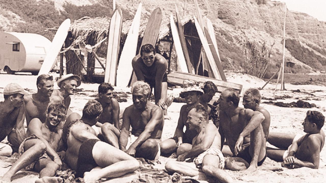 Duke Kahanamoku (center), San Onofre 
