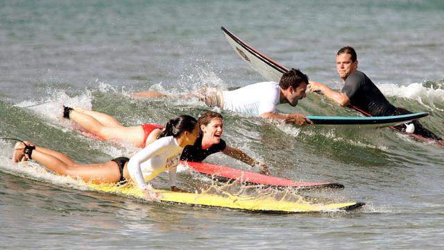 Jennifer Garner, Ben Affleck, Matt Damon, surfing in Costa Rica