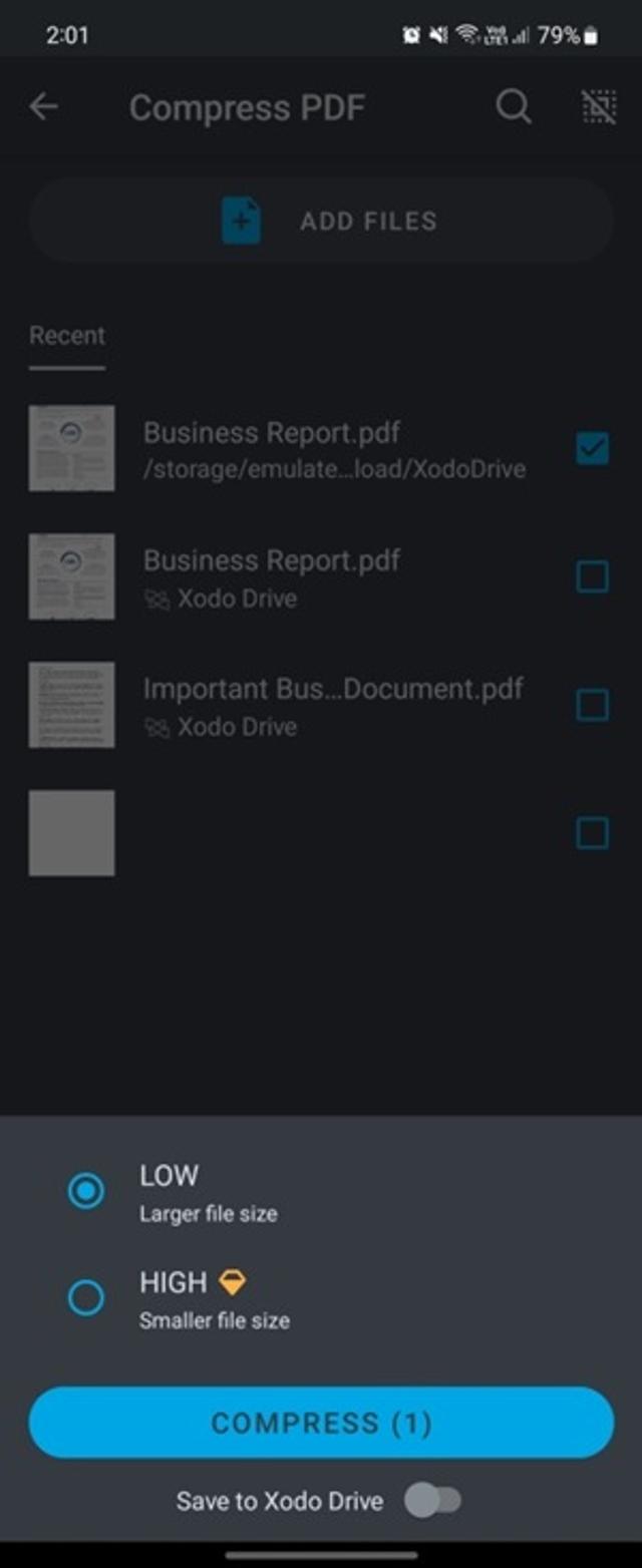 Compressing PDF on mobile 