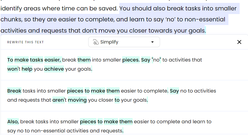writer content adjustment example
