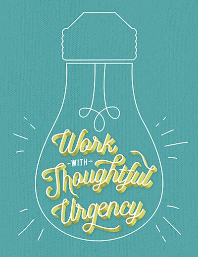 Work with thoughtful urgency decorative typeface