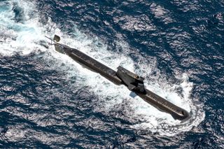 partially submerged submarine