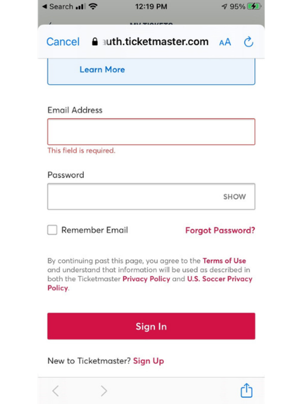 Enter in your email address