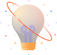 illustration of a lightbulb with dots around it