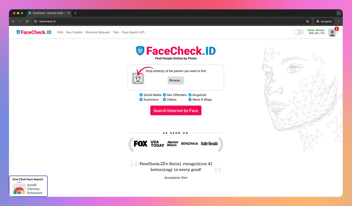 FaceCheck.ID screenshot