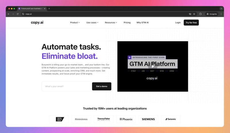 Copy AI product screenshot