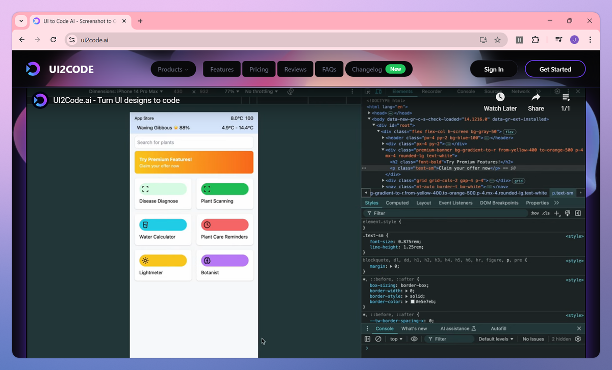UI to Code AI screenshot #3