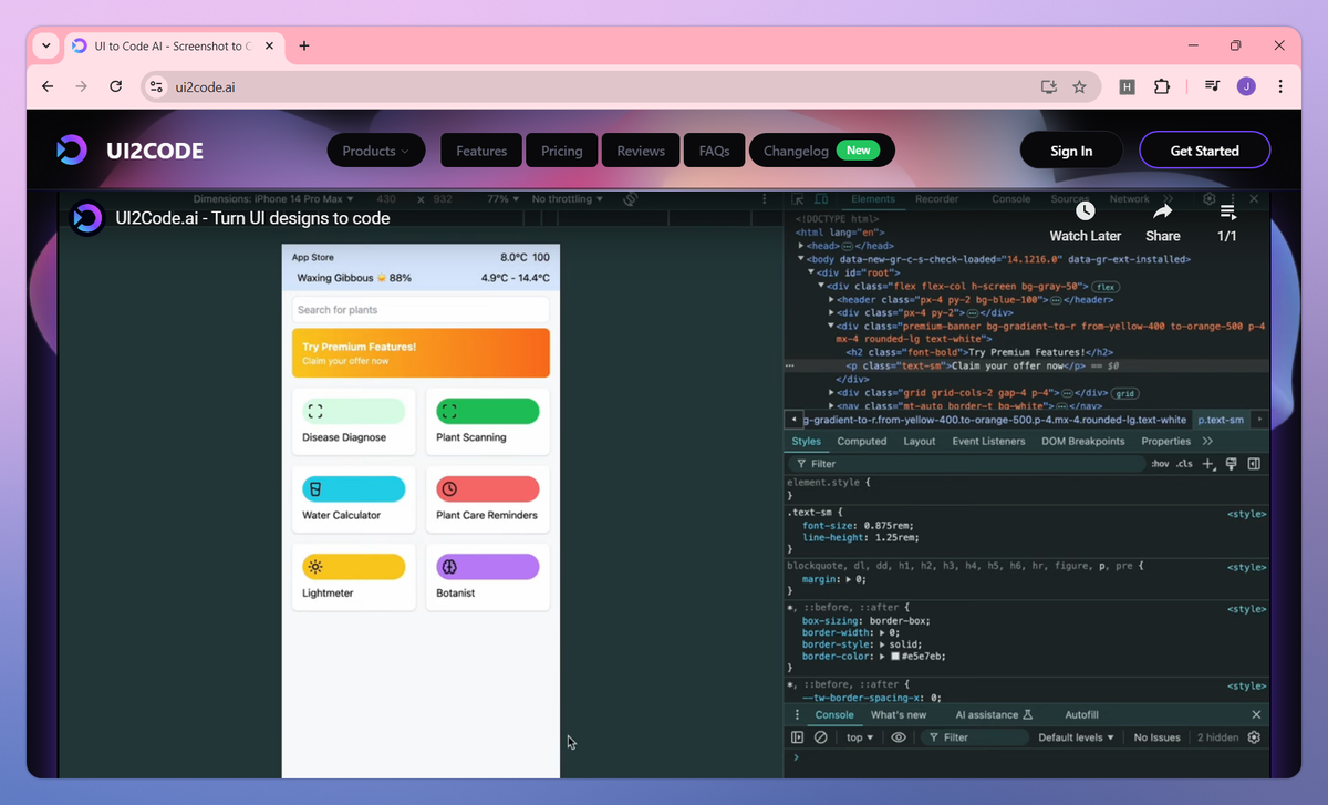 UI to Code AI screenshot #3