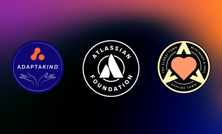 AdaptaKind + Atlassian Foundation + Appfire Town logos
