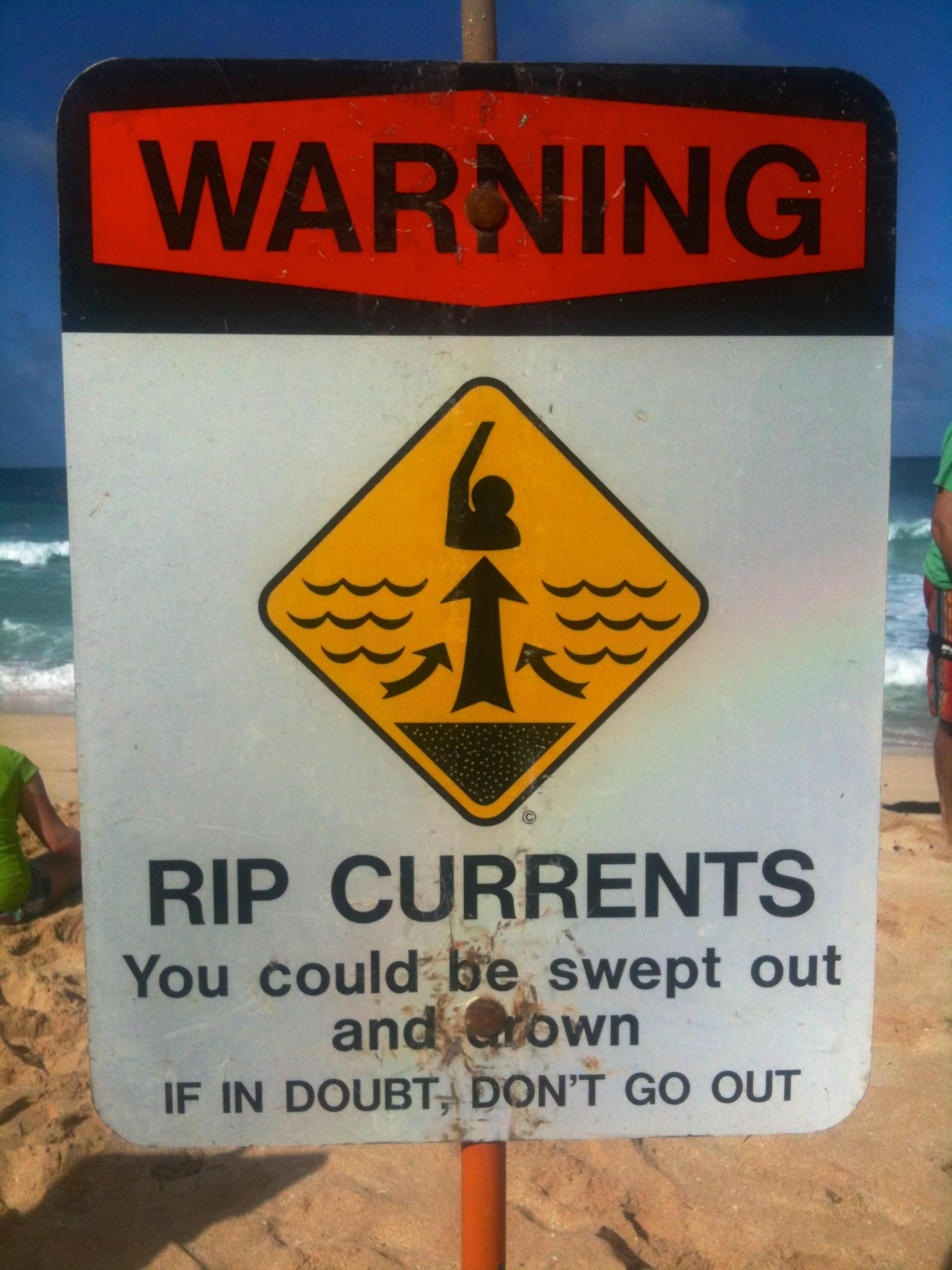 A warning sign about rip currents