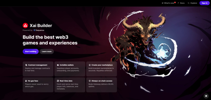 Xai Builder homepage