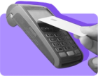 An image showing a hand tapping an EBT card with a unique food stamp card number against a card reader