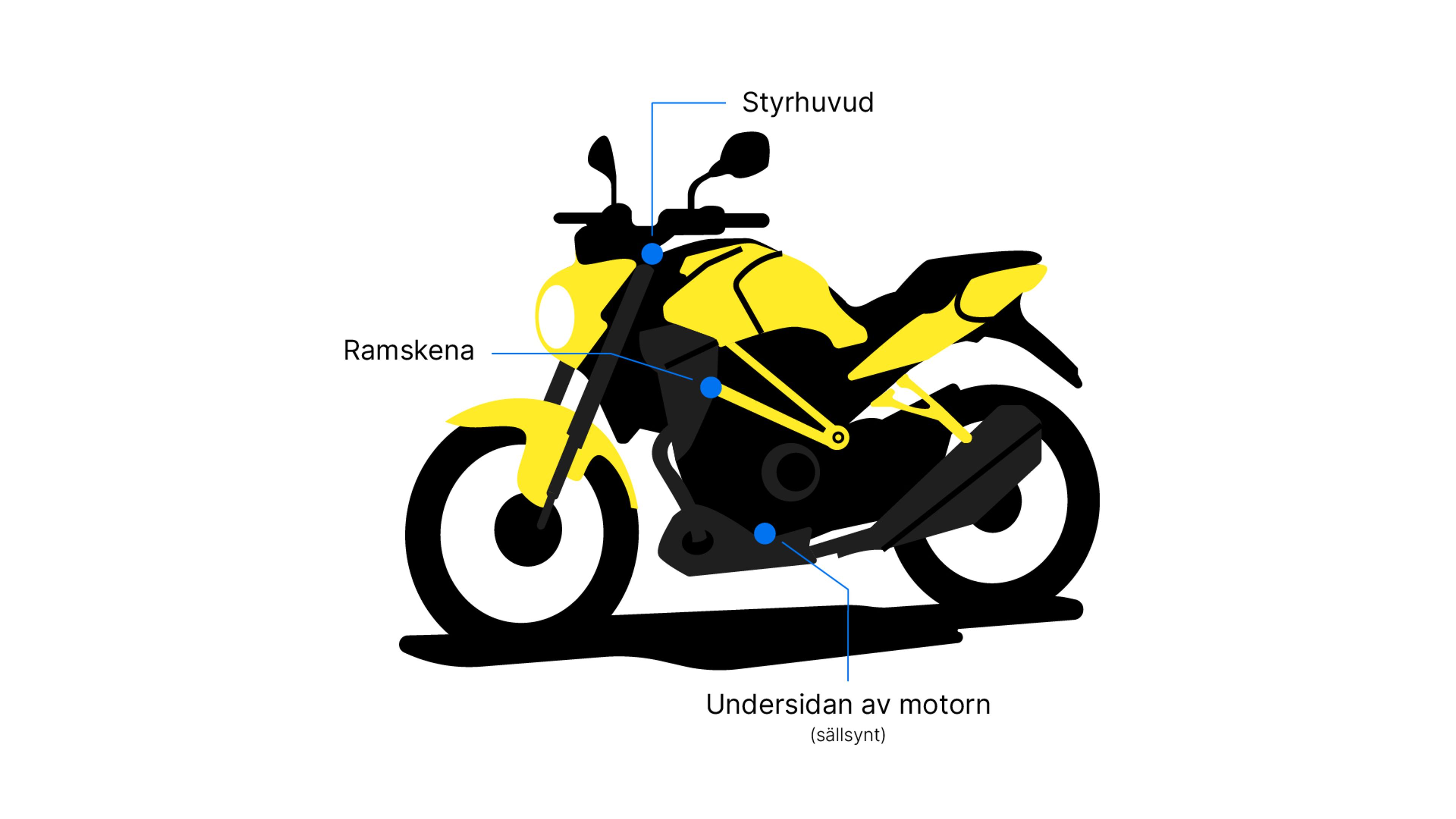 Motorcykels VIN-nummer placeringen