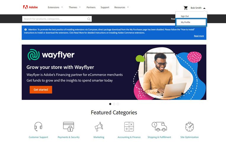 Access Magento Marketplace account.