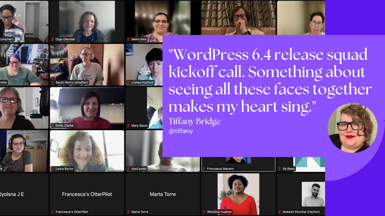A WordPress tweet from Tiffany Bridge.