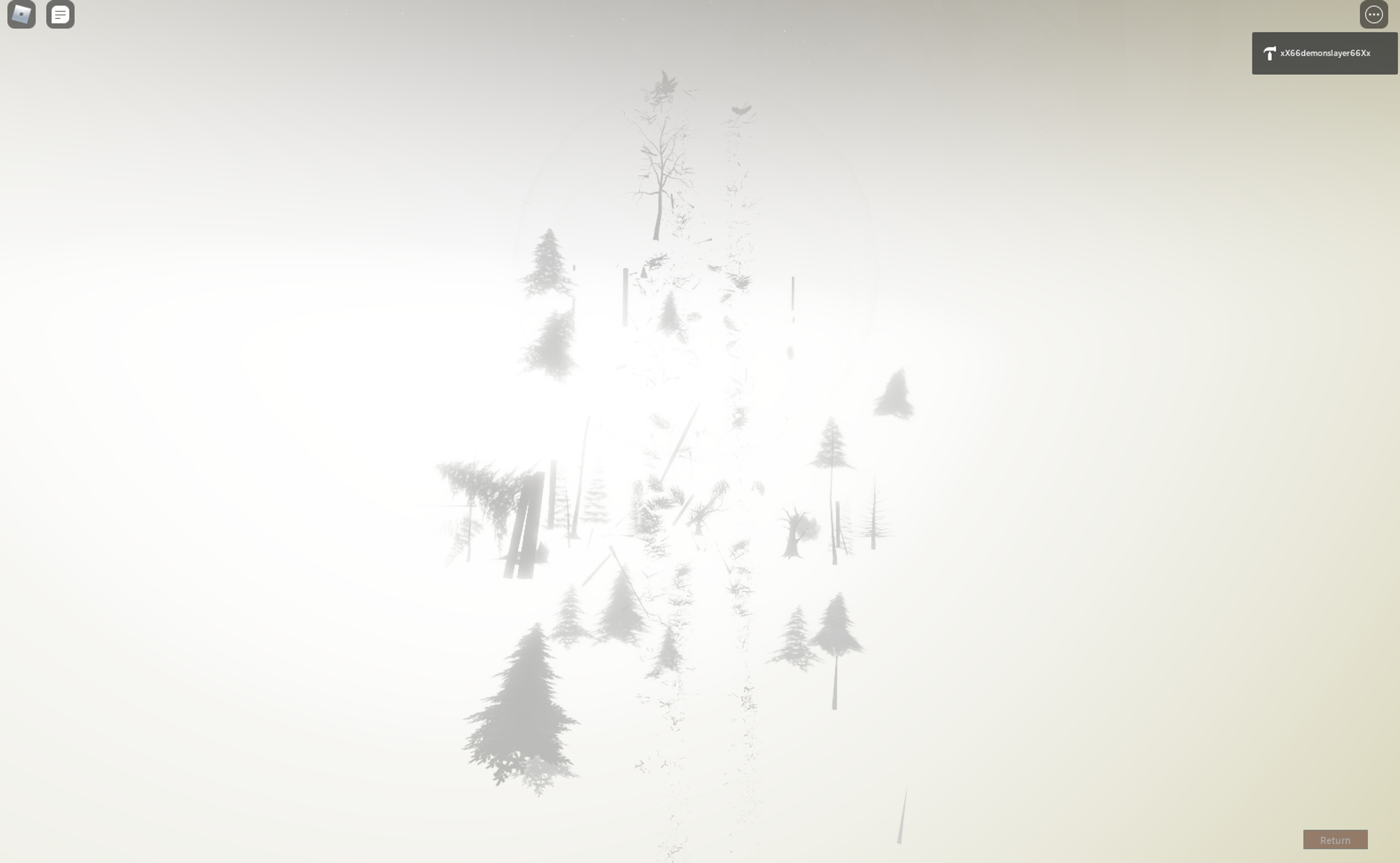 Silhouettes of trees fall into a bright fog.