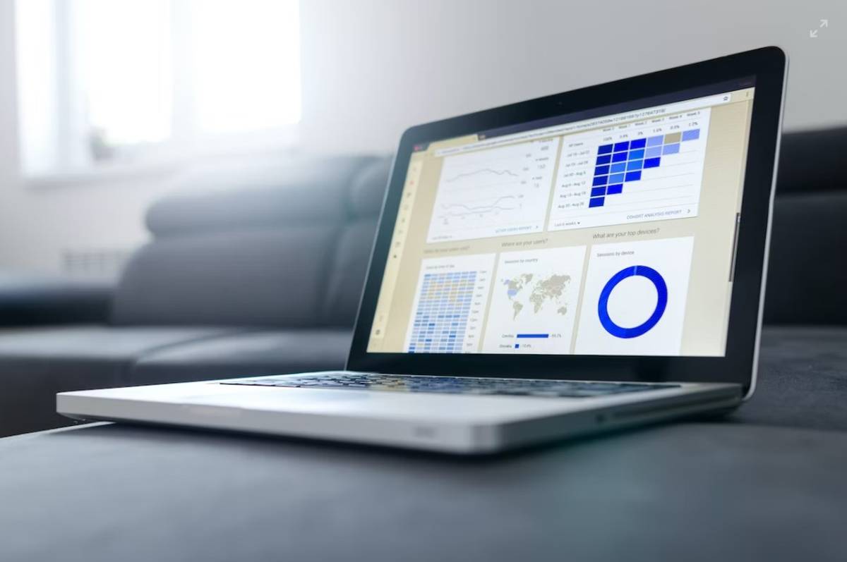 laptop showing sales graph