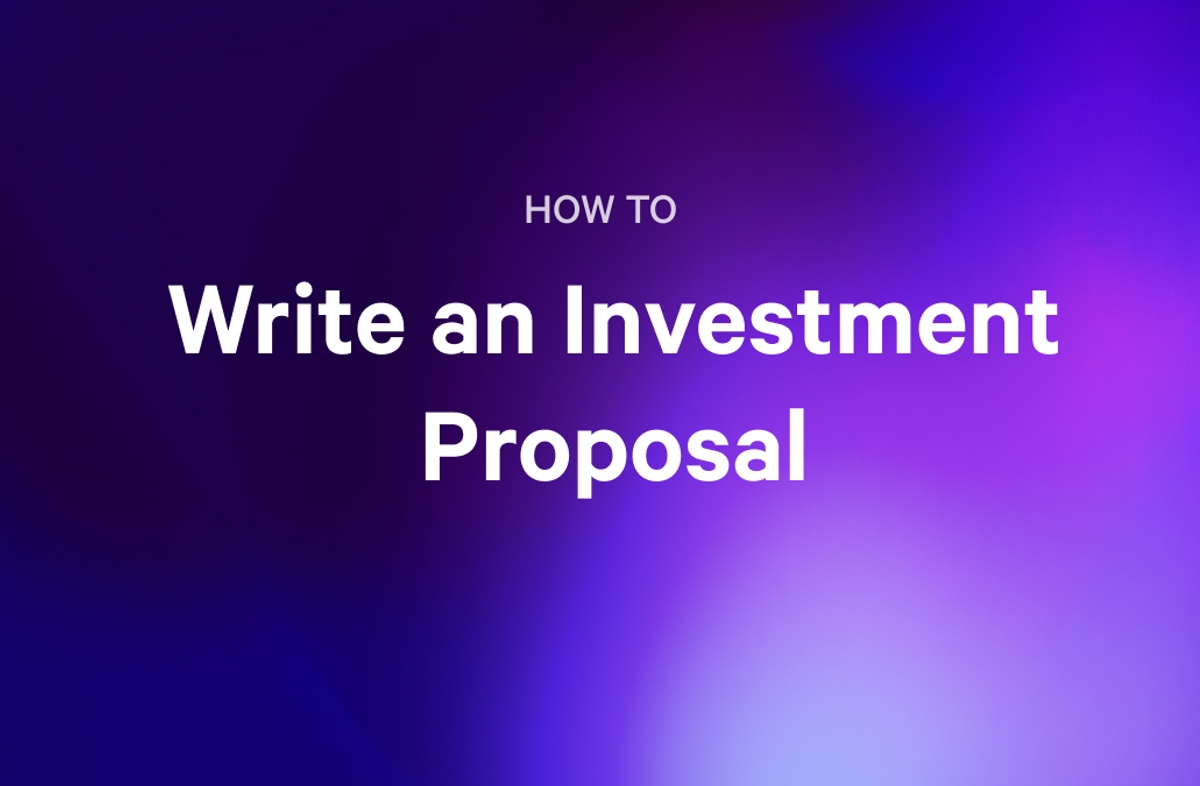 how to write an investment proposal on a purple background