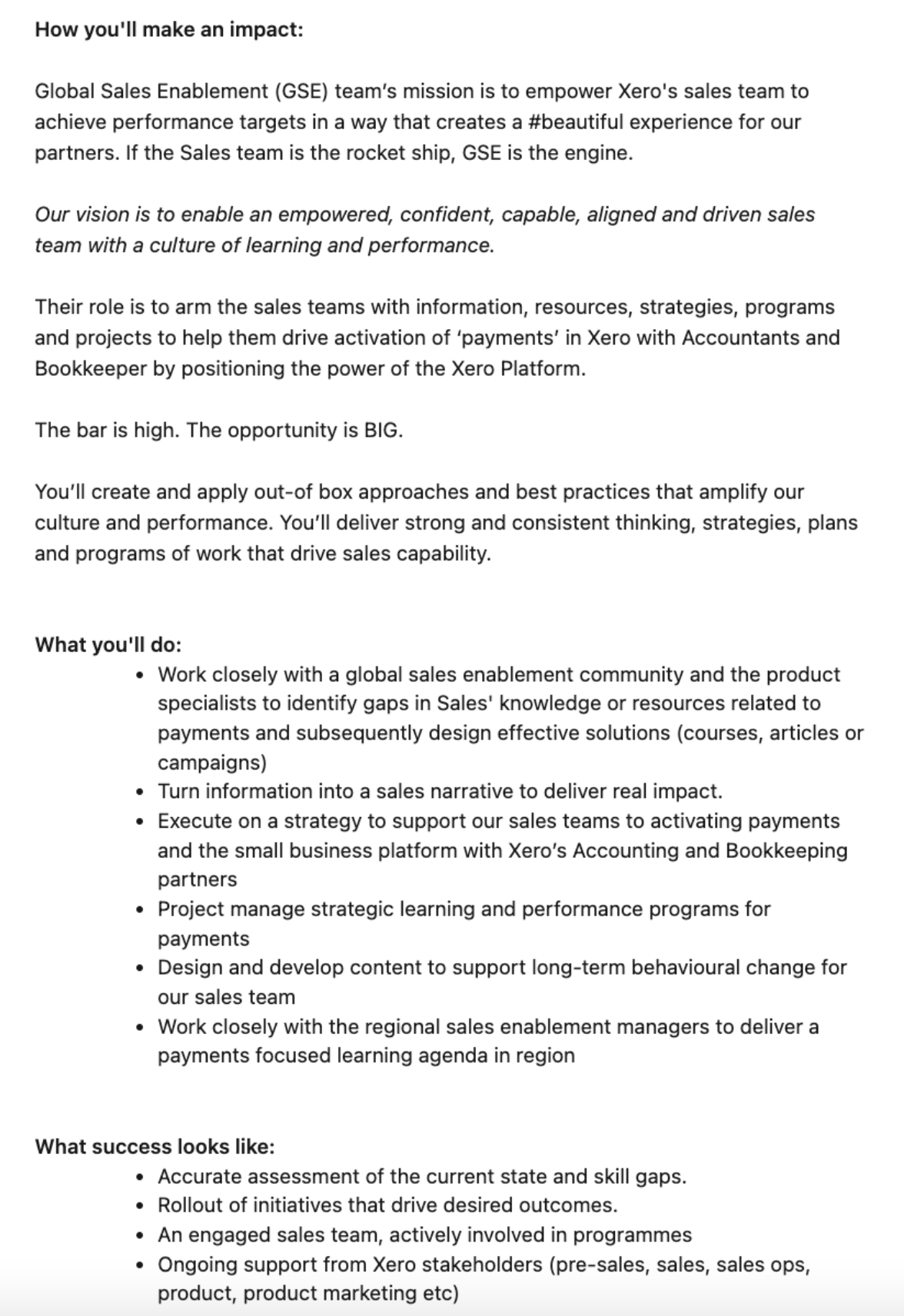 example of a sales enablement job description