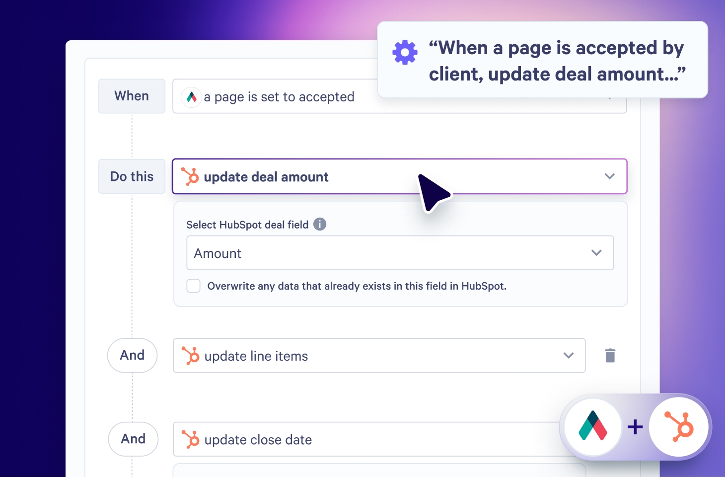 Hubspot and Qwilr automation example