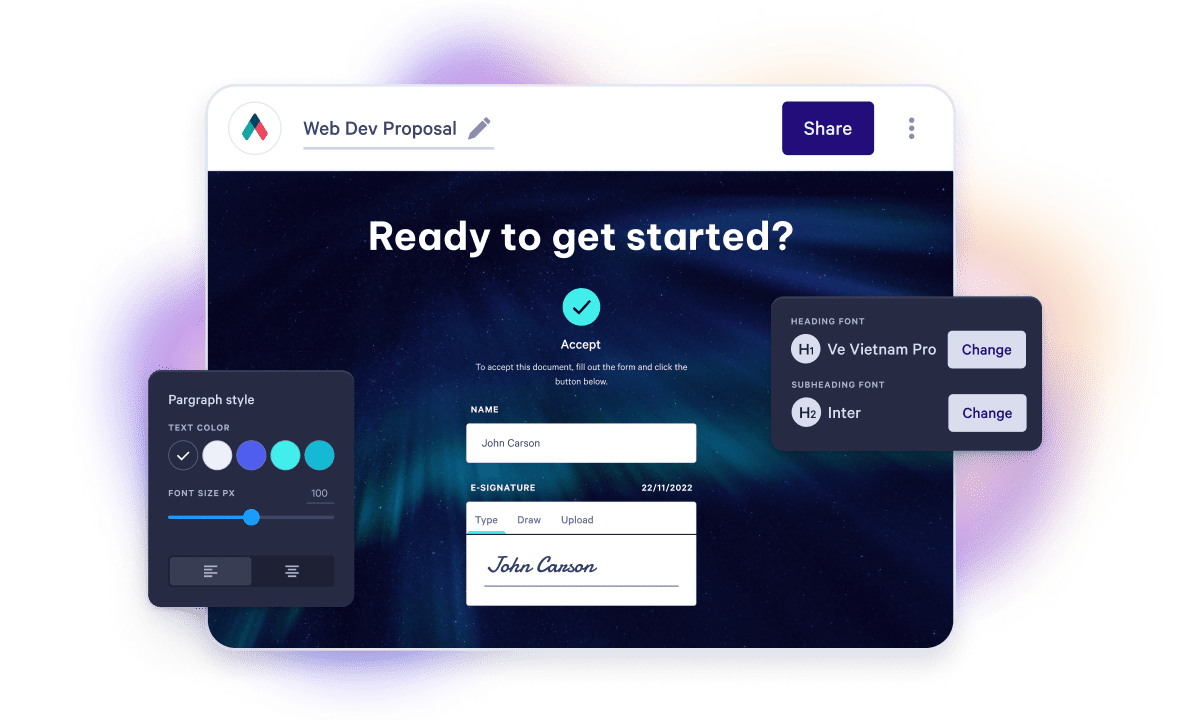a web dev proposal is ready to get started