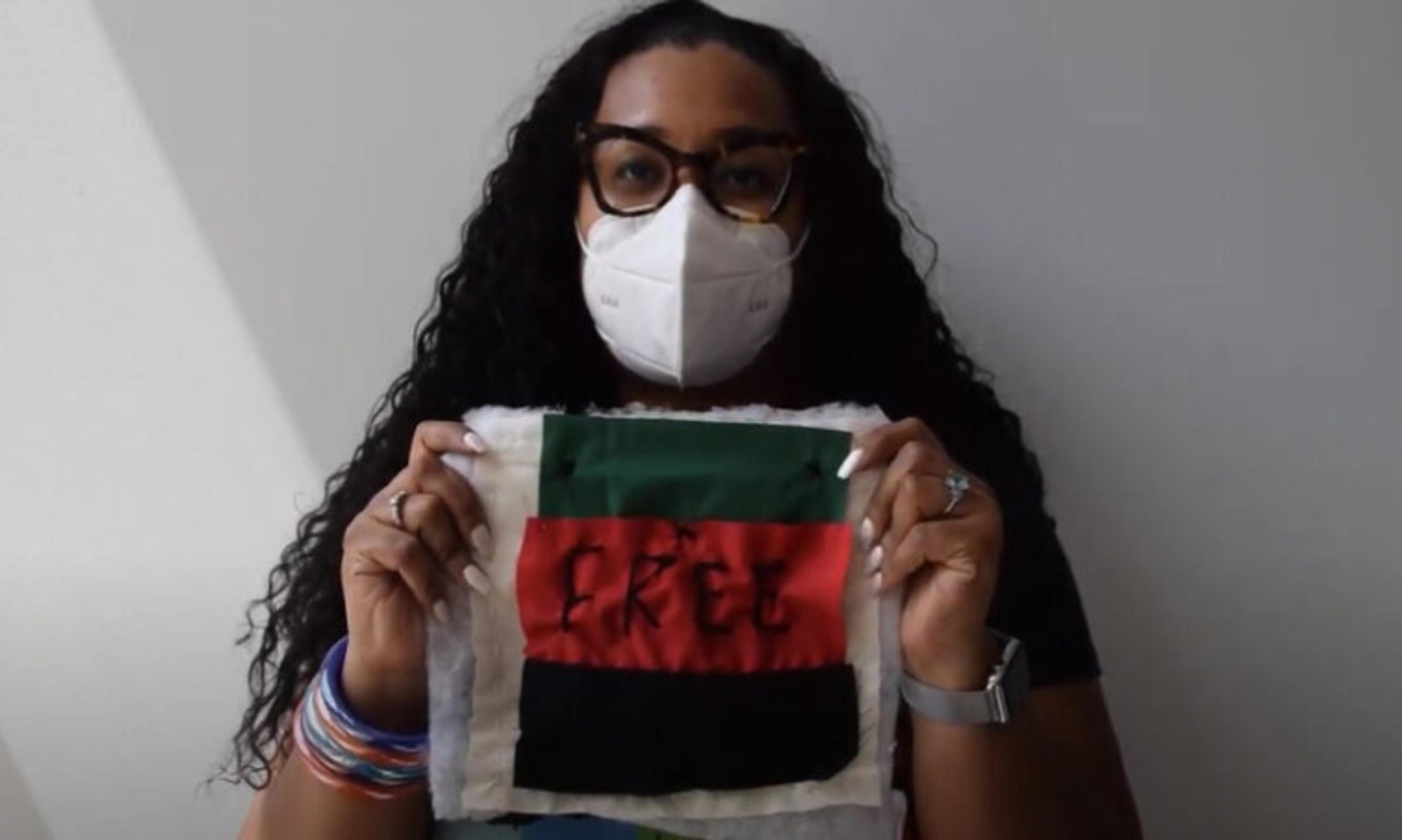 Spoken word artist shares a completed Juneteenth-inspired square that was part of the threads we share quilting and story collection program